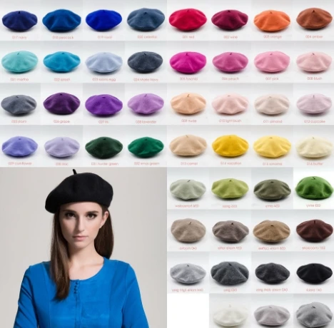 Girl Solid Color Beret French Artist Warm Wool Winter Beanie Hat