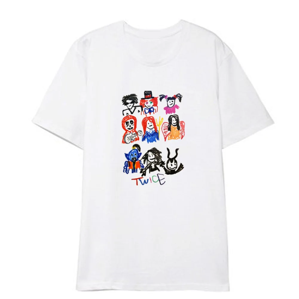 KPOP TWICE футболка с длинным рукавом Женская harajuku хлопковая Повседневная мультяшная Корейская версия футболка с коротким рукавом весна-лето - Цвет: 1