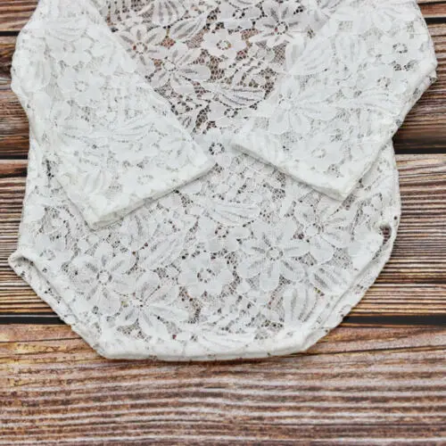 2020 Newborn Baby Photography Photo Prop White Lace Girl Baby Romper Long Sleeve Bow Hairband 2PCS Set baby costume Clothing
