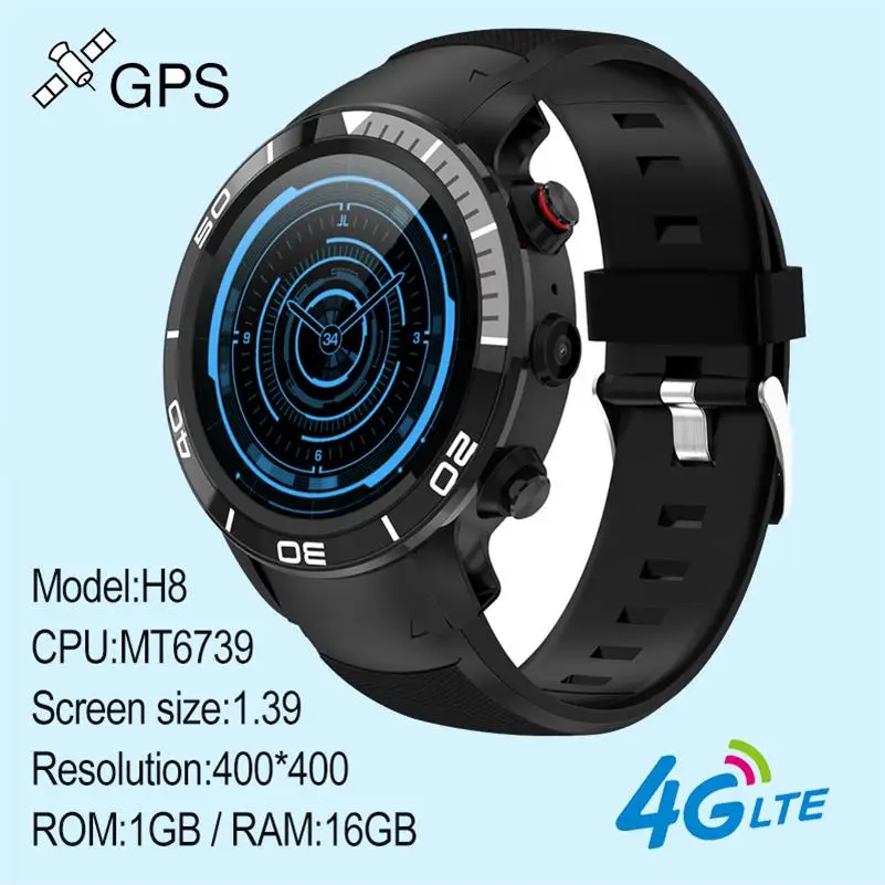 Black gray Умные часы 696 H8 4G с сетевым вызовом, беспроводная Поддержка Wi-Fi, нано сим-карта, gps, датчик сердечного ритма, мультиспортивный режим, Смарт-часы - Цвет: Black gray