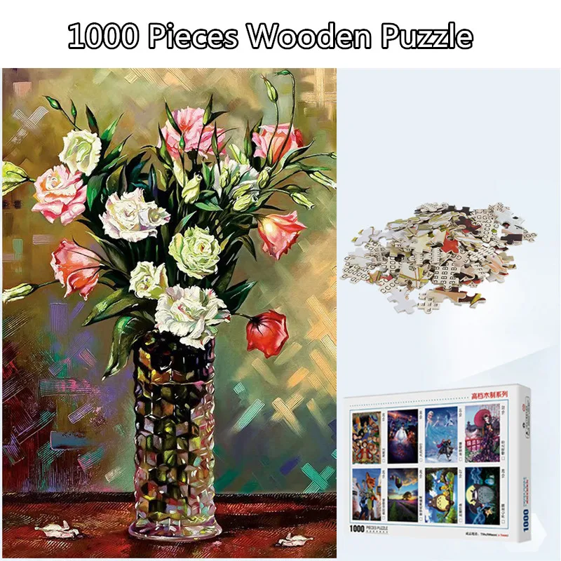 

1000 Pieces Adult Entertainment Puzzle Toys Wooden Puzzle for Children Gifts The Flower Painting Puzzle