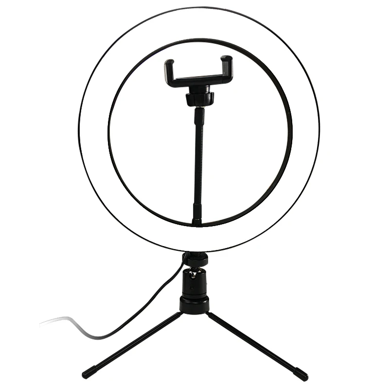 Светодиодный кольцевой светильник для фотосъемки 26 см/16 см с регулируемой яркостью, 10 дюймов, USB камера, телефон, студийный кольцевой светильник с штативами для макияжа, видео в реальном времени