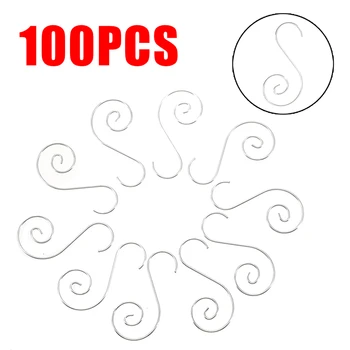 

100pcs Household Ornament Hooks S-Shaped Hanging Hooks Sliver Stainless Steel For Home Storage Hangers Hook Loop