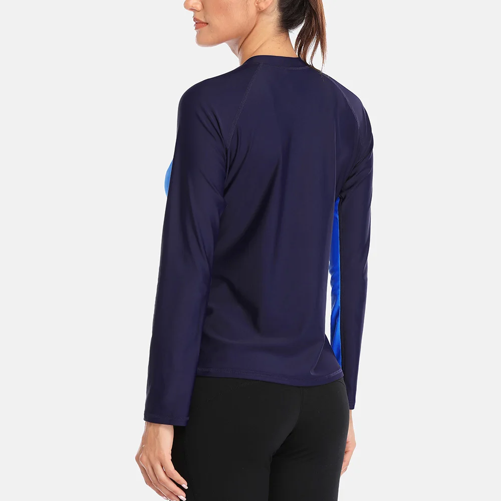 Charmleaks Women Long Sleeve Zipper Rashguard Swimsuit Surfing Top Rash Guard Zipper UPF50+ Running Shirt Biking Shirt Swimwear