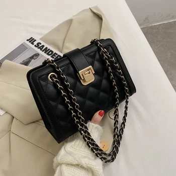 

Fashion Quilited Square Women Shoulder Bags Designer Chian Lock Crossbody Bags For Women Luxury Pu Leather Women's Handbags 2020