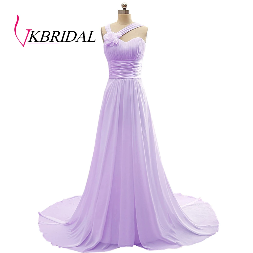 lilac VKBRIDAL, Пляжное свадебное платье цвета слоновой кости, шифоновое плиссированное платье ручной работы с цветами размера плюс, платья невесты на шнуровке сзади - Цвет: lilac