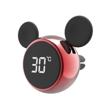 

Portable Car Digital LCD Clock/Temperature Display Electronic Clock Thermometer Aromatherapy Car Accessories Red