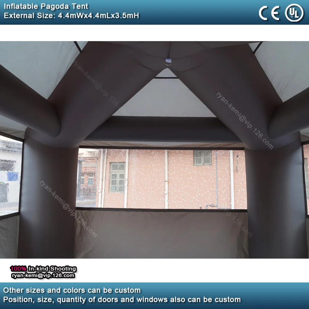 Inflatable tent with transparent clear PVC windows white inflatable Pagoda four legs exhibition tent advertising tent 5