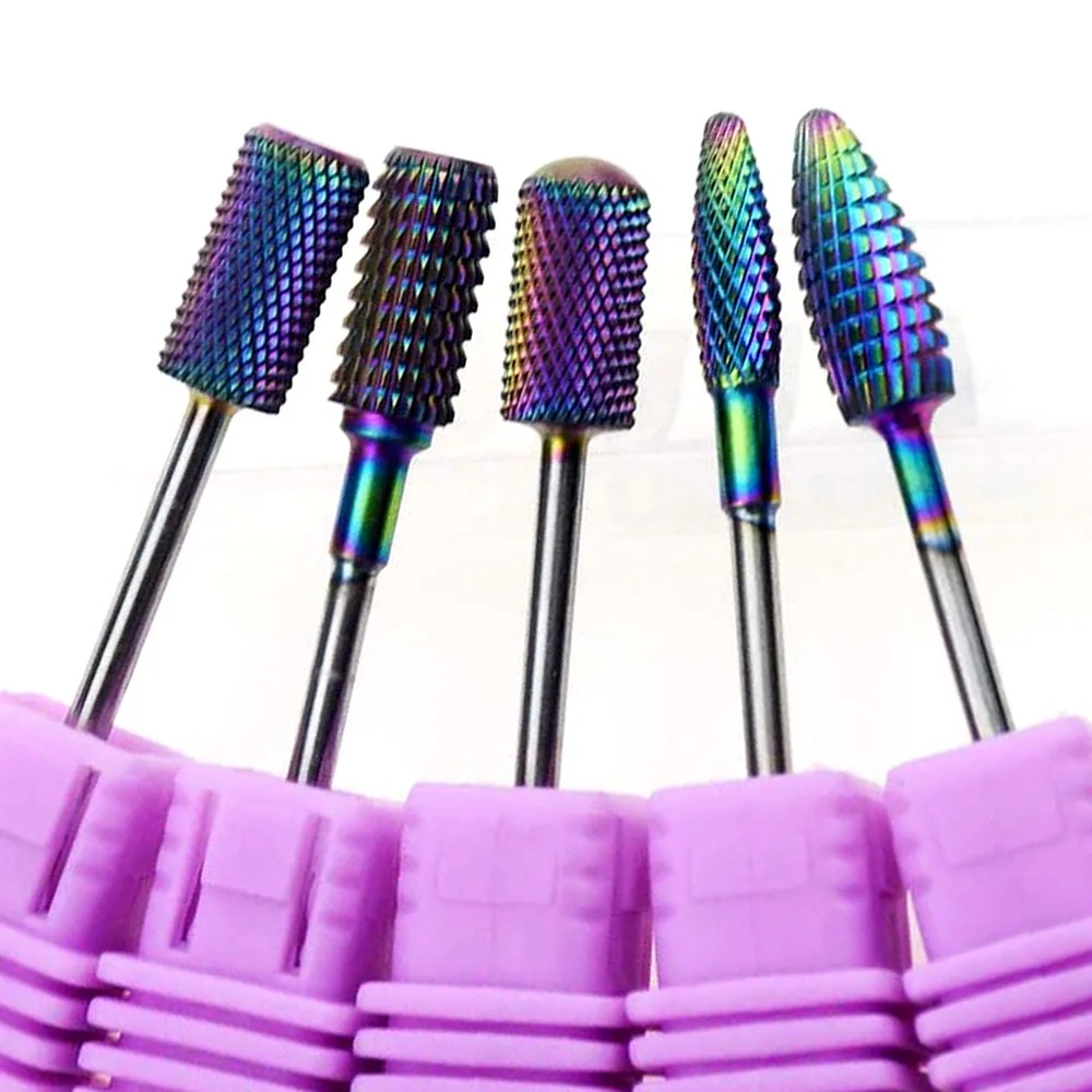 Blue Tungsten Round Flame Nail Drill Bit Carbide Milling Cutter Manicure Ceramic Drill Bits Electri