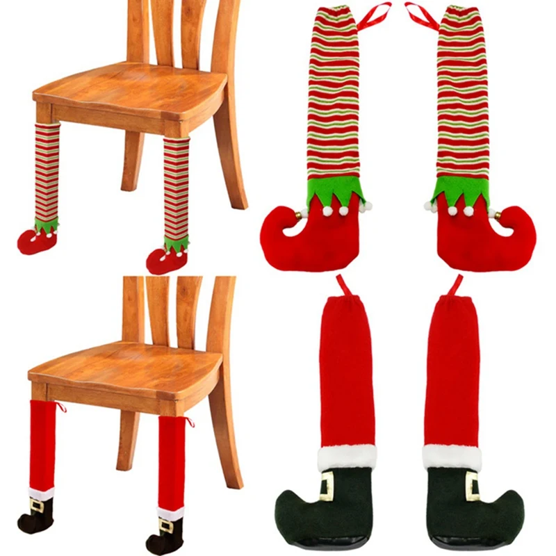 New Christmas Chair Feet Cover Christmas Decoration Tables And Chairs Foot Covers Non-slip Cases