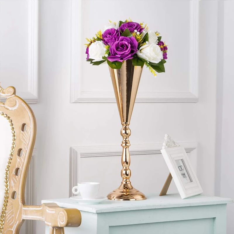 

2 Pcs Tabletop Metal Wedding Flower Vase, Table Decorative Centerpiece, Artificial Flower Arrangements for Anniversary Ceremony