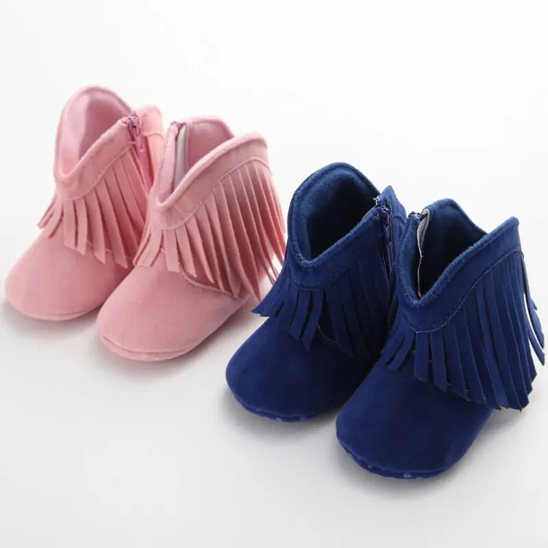 Модные детские ботинки с кисточками; модная замшевая обувь на мягкой подошве; мокасины для девочек; повседневные детские зимние ботинки для девочек