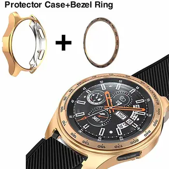 

Soft Cover for Samsung Galaxy Watch 46mm case Gear S3 frontier bumper +Metal Bezel Ring Styling smart watch protective shell