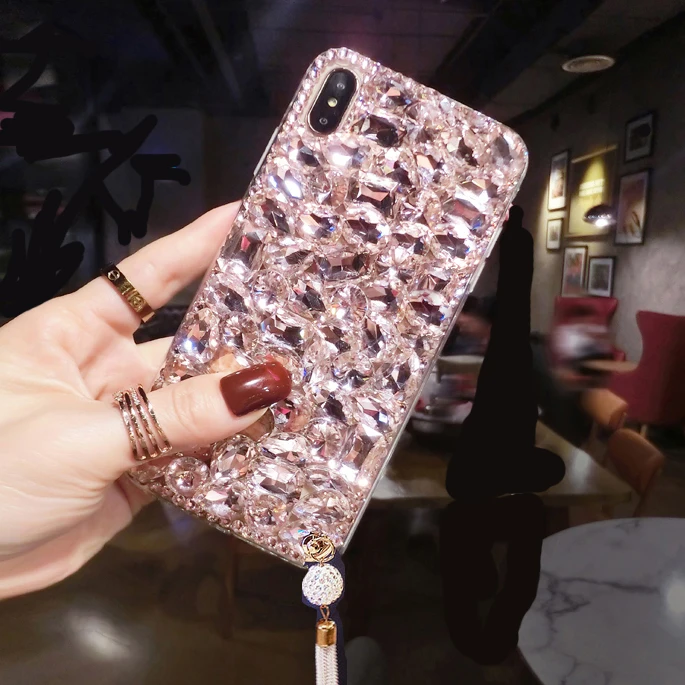 Diamond Bling Case For Huawei P Smart 2019 Z Honor 20 Pro 10 9 10X 9X Lite 10i P30 P40 E Y9 Chain Luxury Cover | Мобильные телефоны