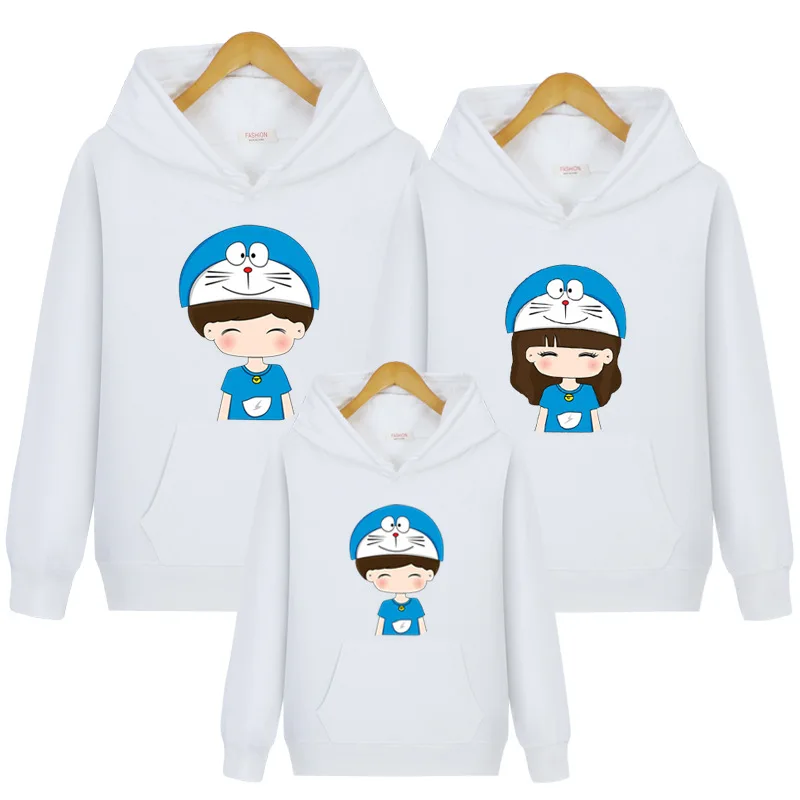 Толстовка с капюшоном «Doraemon Cos»; Ins Fuuny; одежда для родителей и детей; одинаковые комплекты для семьи; подарки для детей; Прямая поставка - Цвет: white Doraemon