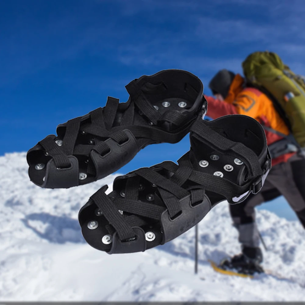 

1 Pair Skiing With Straps Traction Crampons Outdoor Climbing Universal Hiking Non Slip Ice Snow Grips 32 Stud Shoe Cover Walking