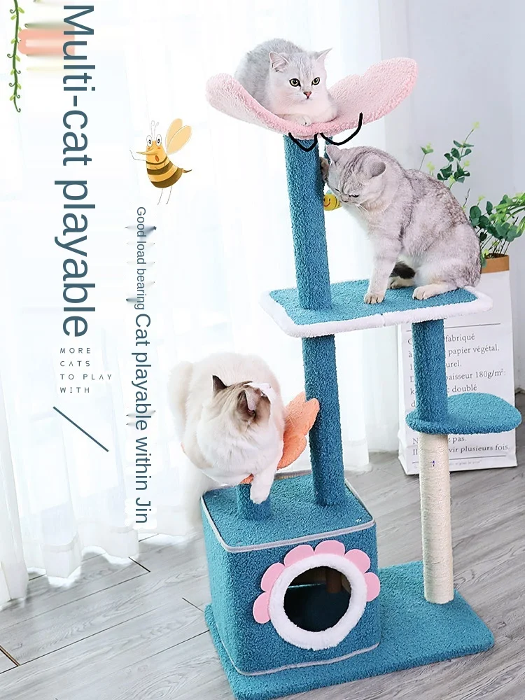 US $130.33 multilayer cat nest and cat tree integrated multifunctional solid wood sisal cat catching column