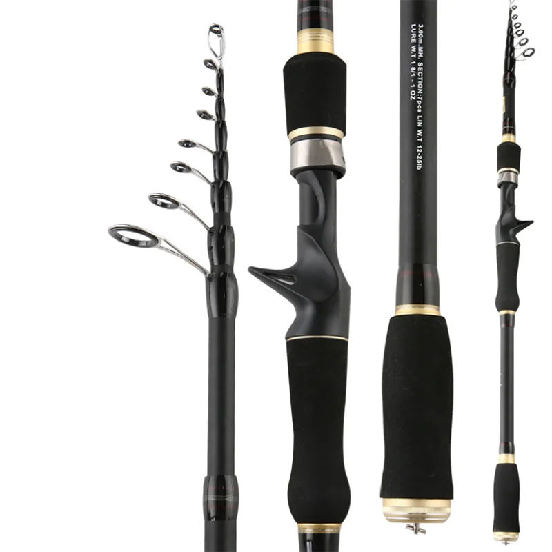 Caña De Pescar Telescópica De Carbono 2.1m - Ideal Para Spinning, Viajes Y Pesca Con Señuelos (7-25g)