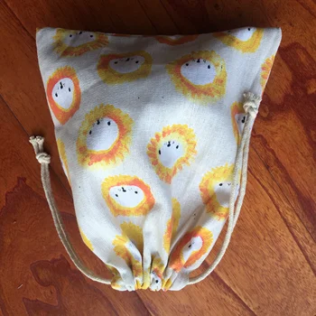 

Cotton Linen Drawstring Pouch Multi-purpose Bag Party Gift Bag Print Lion Head YILE91105b