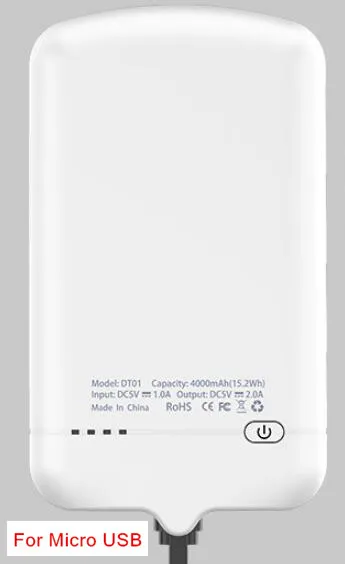 White Mic USB Тонкий чехол для зарядного устройства для iPhone XS, 6, 6 S, 7, 8 Plus, Micro USB/type-C, внешний резервный чехол для samsung, huawei, Xiaomi - Цвет: White Mic USB