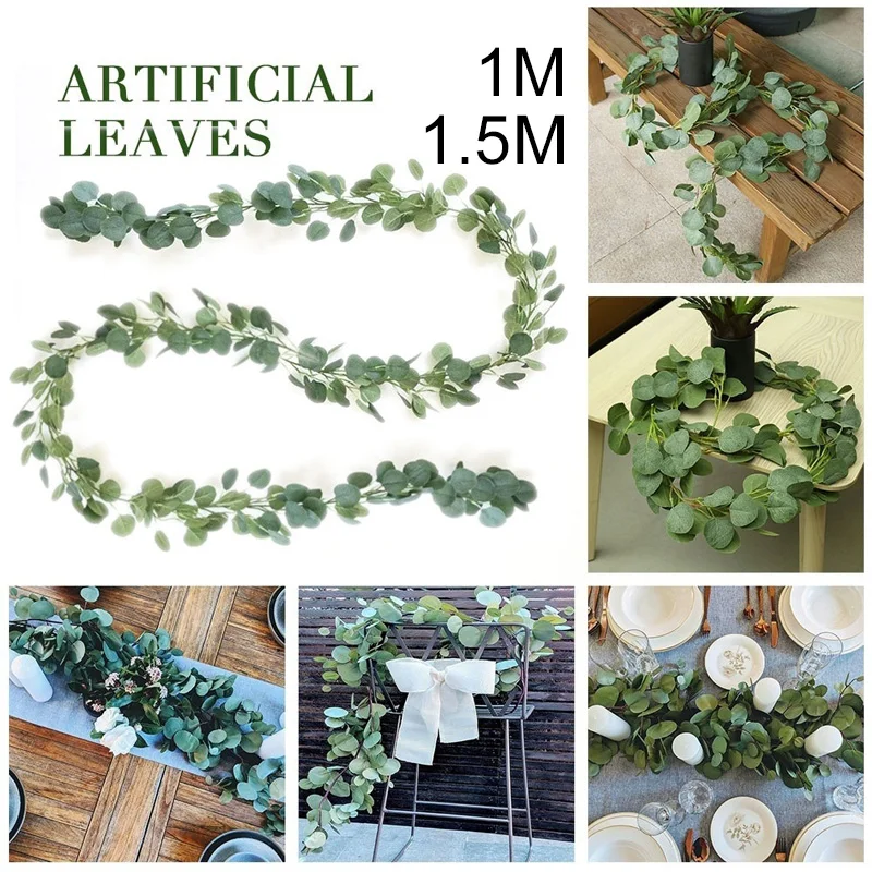 Romantic Artificial Plant Handmade 1M/1.5M Fashion Festive Simulated Eucalyptus Creative Greenery Home Decor