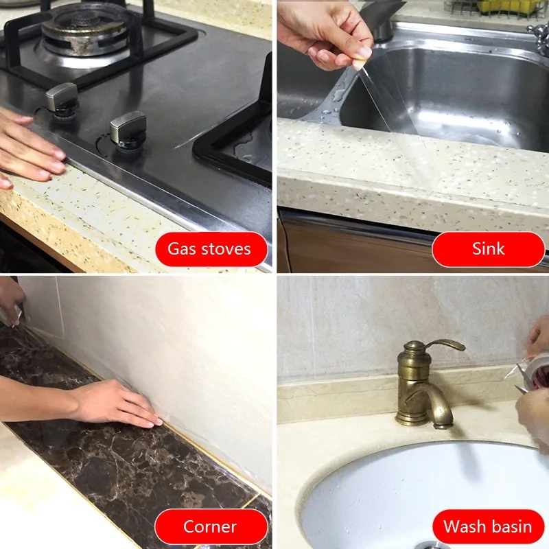 Водостойкая самоклеящаяся лента для кухонной раковины с защитой от плесени для ванной, двери и окна, угловая уплотнительная нано-лента