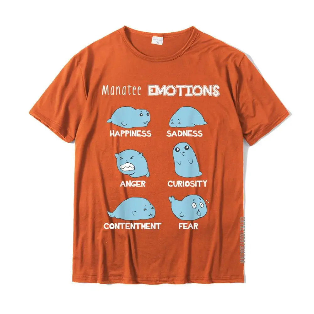 Casual Normal Mens Tshirts New Arrival Lovers Day Short Sleeve O Neck Cotton Fabric Tops T Shirt Casual T Shirt Funny Manatee Emotions Unique Sea Cow Gift Idea T-Shirt__MZ18264 orange