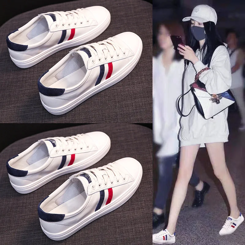 

White Shoes Women's 2019 Summer New Style Korean-style Versatile Online Celebrity WOMEN'S Shoes Summer Breathable Flat Casual Bo