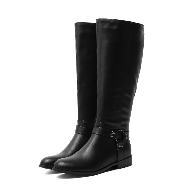 

2019 nuevo talla grande 3-12 moda Otoño Invierno botas mujeres punta cuadrada zip flat zapatos rodilla botas altas las mujeres