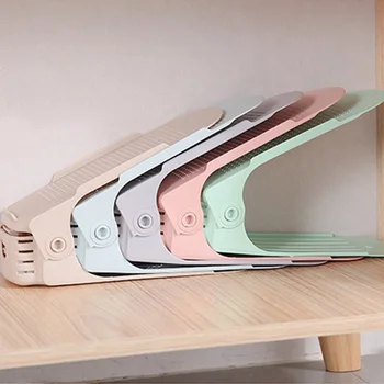 

1Pcs Shoe Organizer Double Shoebox Rack Adjustable Space Saving Range Shoe Storage Shelf Slot Save Space Closet Range Shoes