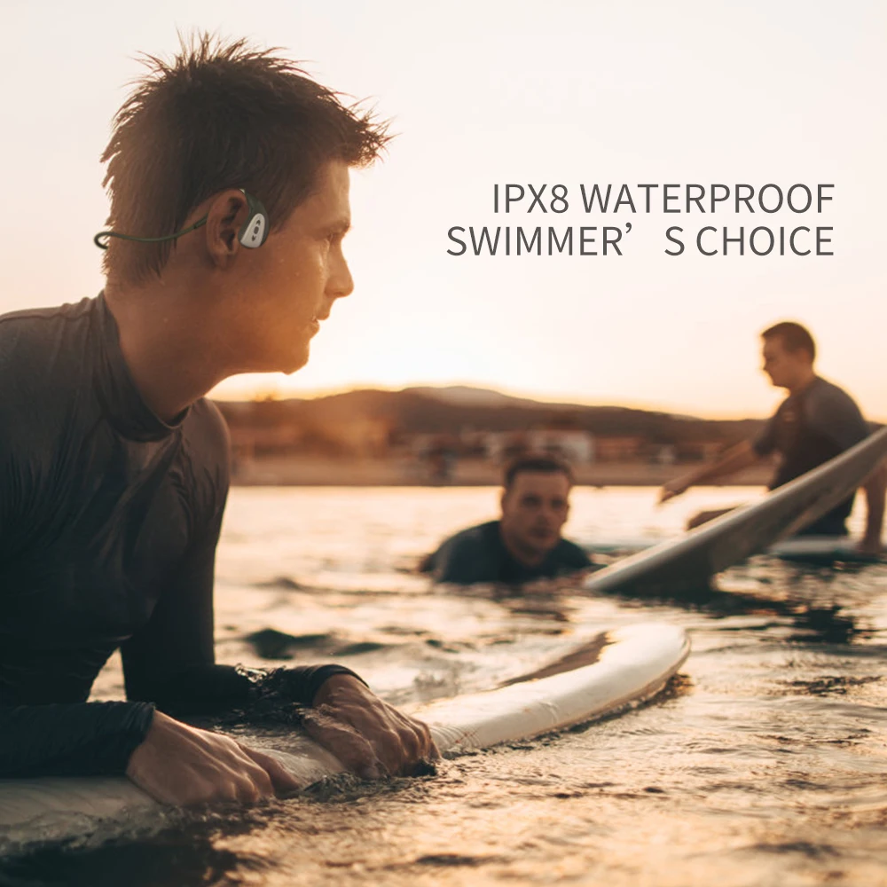 PGDM Q1 Bone Conduction Headphones Built-In Memory 8G IPX8 Waterproof Headset MP3 Music Player Swimming Diving Sport Earphone