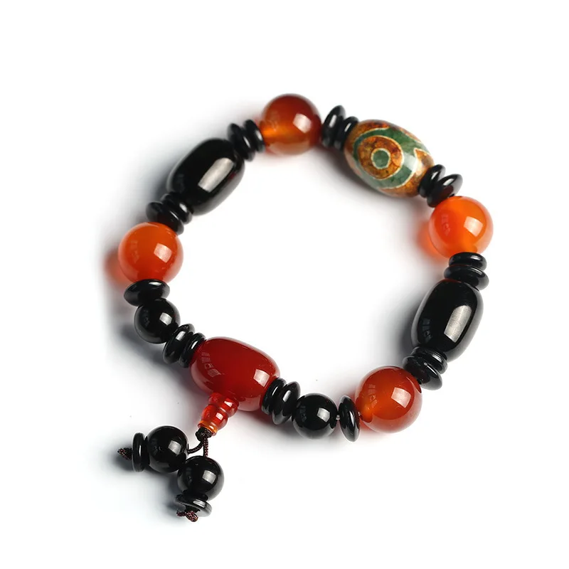 Natural Nine-Eye Dzi Agate Bracelet Men's Tibetan Gift for Women's Fine Jade Jewelry | Украшения и аксессуары
