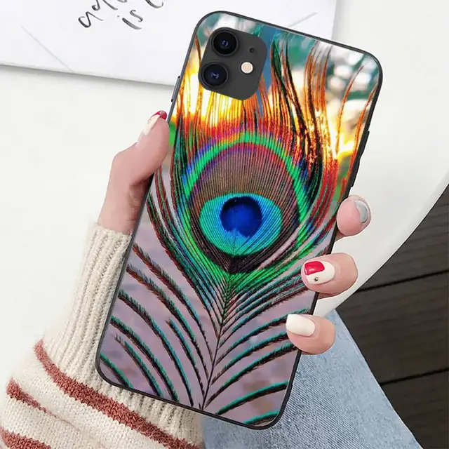 YNDFCNB peacock feather Phone Case for iPhone 11 12 pro XS MAX 8 7 6 6S Plus X 5S SE 2020 XR cover a4