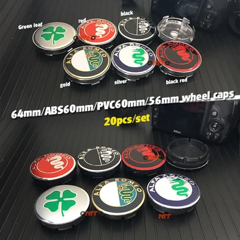 

20pcs 64mm 56mm 60mm for alfa romeo 159 147 156 166 giulietta A clover badge emblem covers Alfa body kit Wheel Center Hub Cap