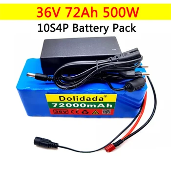 

020 Original 36V battery 10S4P 72Ah battery pack 500W high power battery 42V 72000mAh Ebike electric bike BMS+42V2A Charger