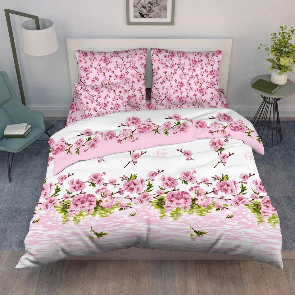 Bedding set made of coarse calico, 100% cotton, fig. 3420/1 Peach blossom ► Photo 1/4