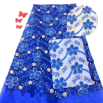

Madison Tulle Lace Fabric High Quality 2019 RoyalBlue Nigerian Wedding Lace Fabric For African French Tulle Net Lace Fabric 5yards