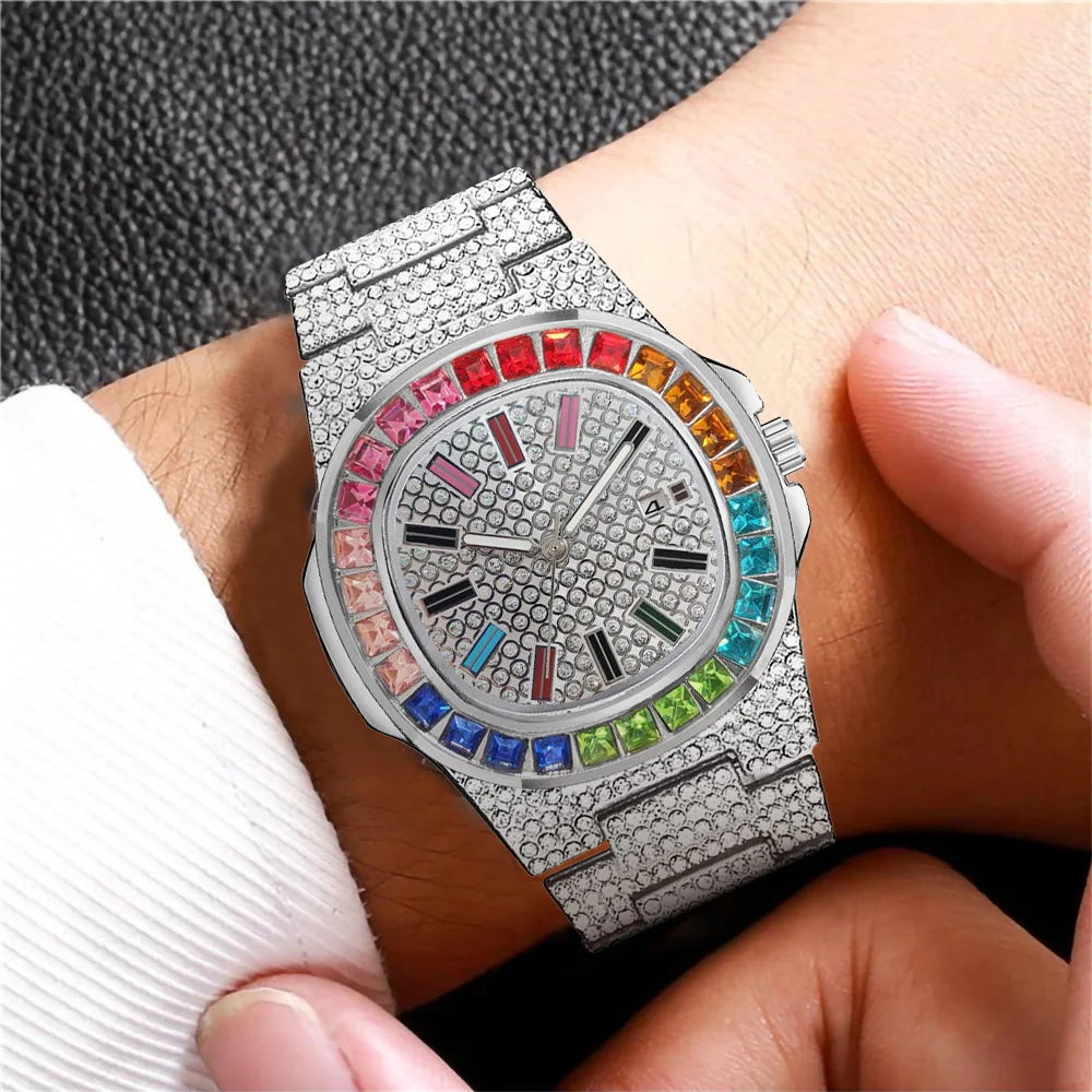 New Luxury Iced Out Watch Top Brand for Men Women Gold Watch Men Clock Calendar Wrist Watches Relogio Masculino Groomsmen Gifts