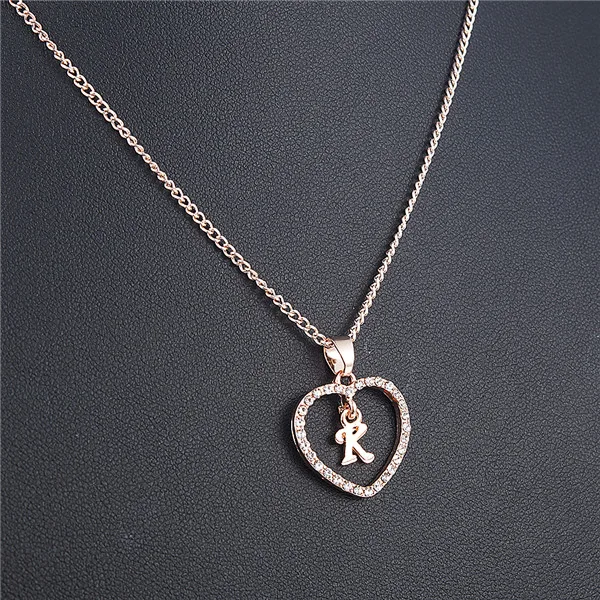 Романтическое ожерелье с подвеской в виде сердца для девочек, женское ожерелье с буквенными подвесками и золотыми воротниками, модные новые подвески - Окраска металла: K