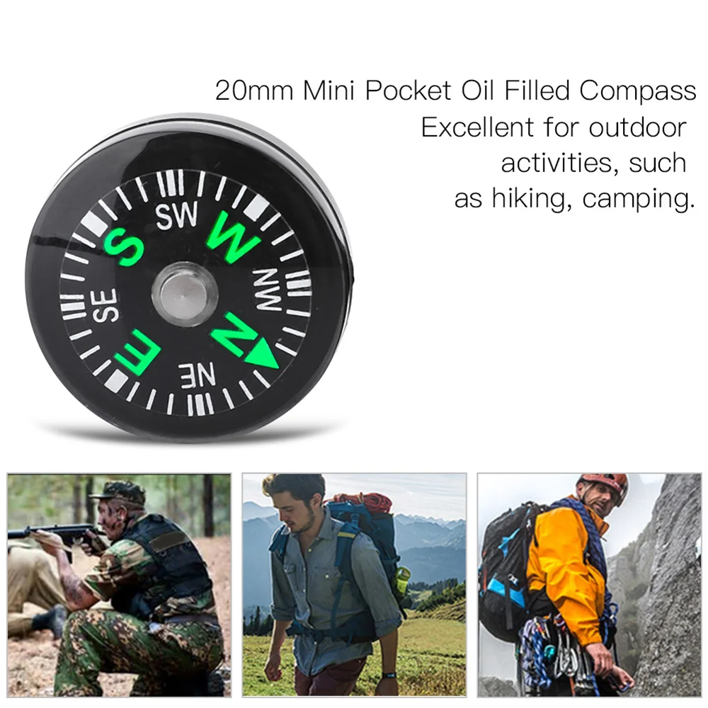

12Pcs 2CM Mini Pocket Oil-filled Compass, High-quality Outdoor Tools, Hiking and Camping Outdoor Activities Accessories