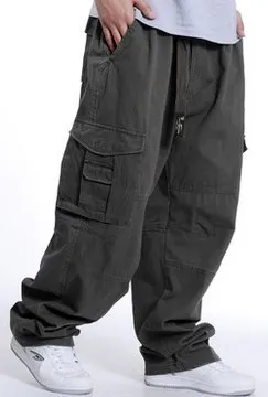 Для мужчин s свободные Пояс брюки-карго для Для мужчин несколькими карманами в стиле «хип-хоп» военные тактические брюки Для мужчин s Уличная Повседневное широкие брюки