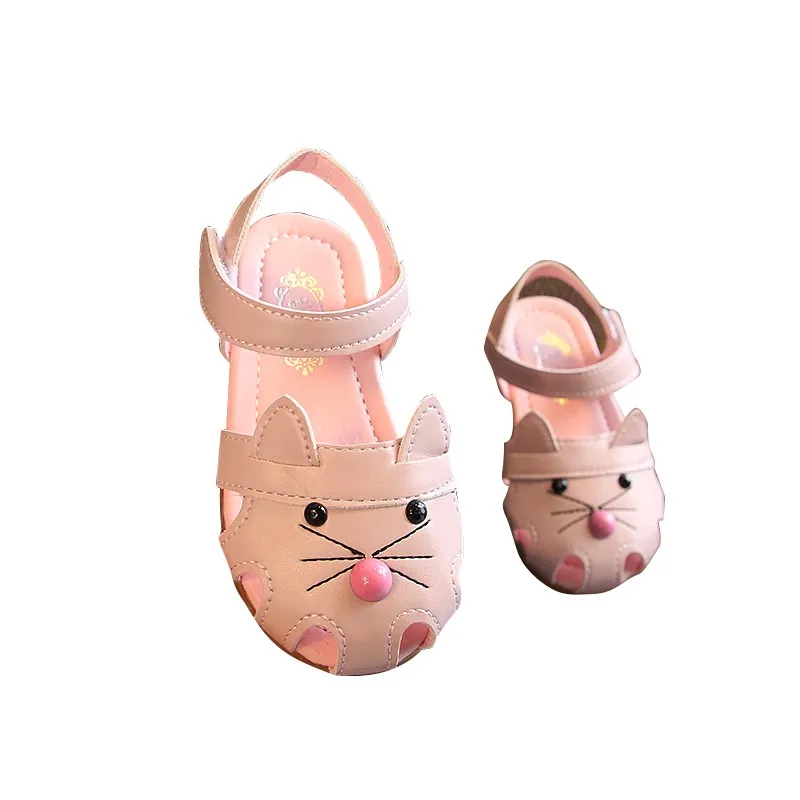 Розовый Обувь для маленьких девочек; сандалии для девочек 12-36 месяцев; сандалии для девочек; модная летняя детская обувь с героями мультфильмов; детская обувь из искусственной кожи - Цвет: Розовый