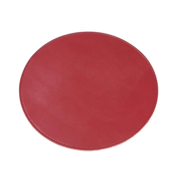 

Computer Mouse Pad Round Smooth Desktop Waterproof Gaming Mouse Pad Red Leather