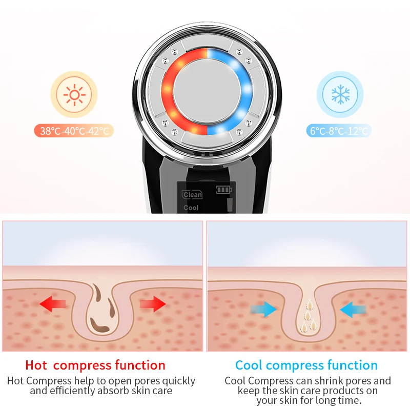  New Ultrasonic Iontophoresis LED Color Facial Microcurrent Cell Rejuvenation Beauty Instrument Face - 4000518131417