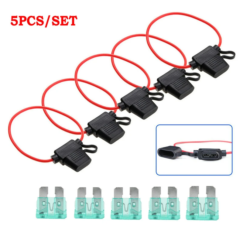 ATM/ATC Mini Lame en Ligne Porte-fusible voiture camion bateau valeur au détail fil de cuivre 5 pcs 12GA ATM/ATC Mini Lame en Ligne Porte-fusible voiture camion bateau valeur au détail fil de cuivre 5 pcs 12GA