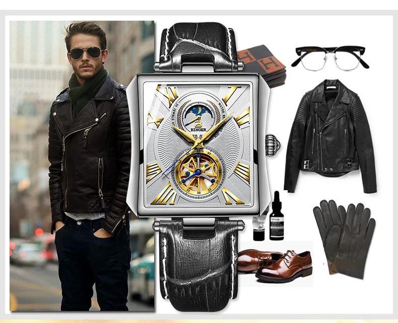 Швейцарские роскошные брендовые автоматические механические часы для мужчин сапфир Бингер водонепроницаемые часы Мужские Турбийон наручные часы B-5071M1