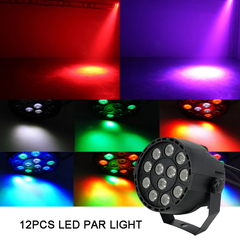 

12 LED RGB DMX 512 Stage Light 8CH Voice Activated KTV BAR Disco Party Par DJ Show Lamp