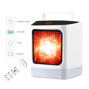

Electric Space Heater Fan with Timer Colorful Light Electric Heater Safe Overheat Protection Mini Space Heater for Office Room