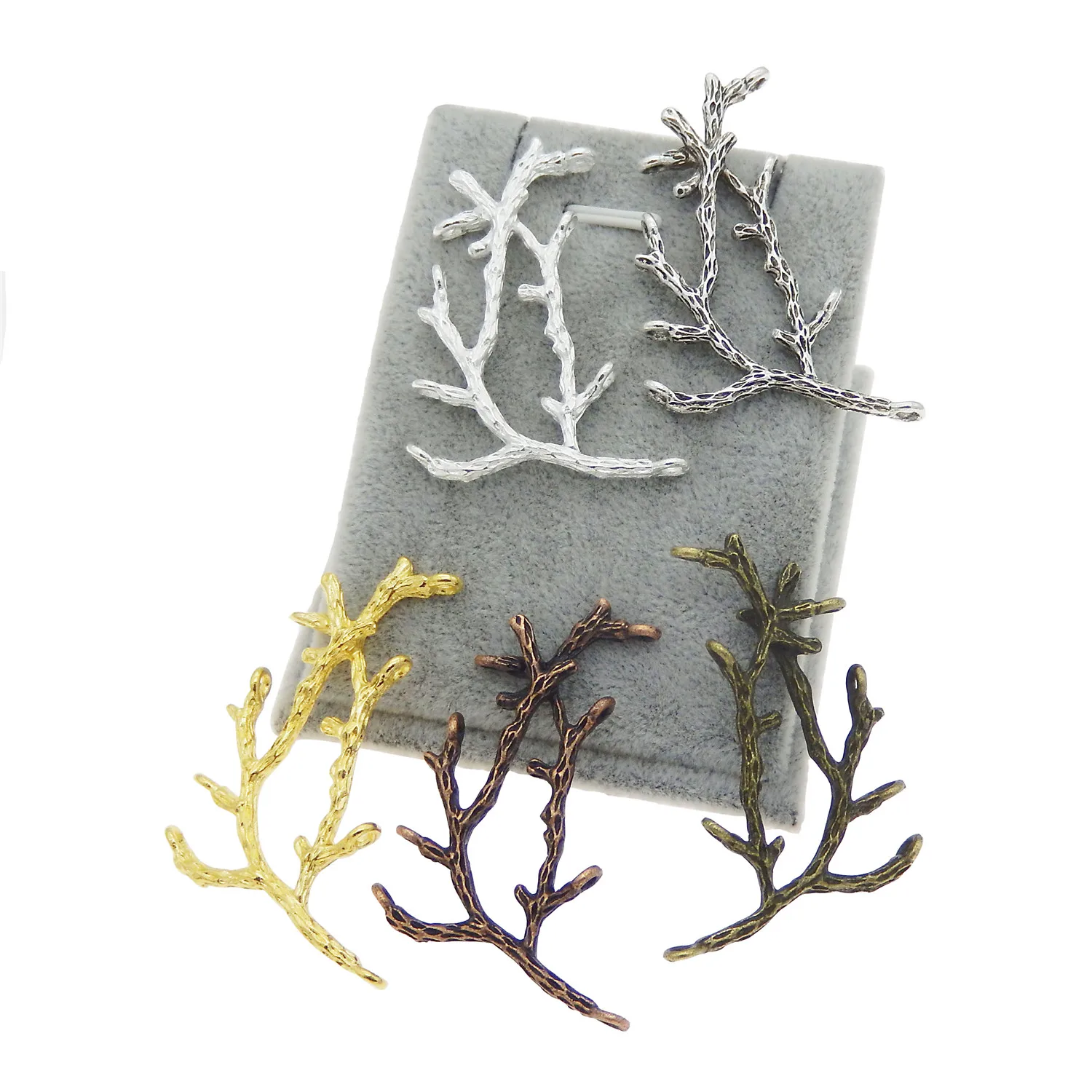 

GraceAngie Mixed Three Colors 10PCS Alloy Tree Branch Handmade Holes Charms Jewelry Finding Accessory Crafts 52*23*3mm 52220