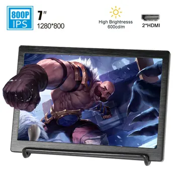 

7" inch Portable LCD Monitor 1280x800 IPS Display double miniHDMI Security Monitor For Laptop Phone PS4 Xbox Switch Raspberry pi